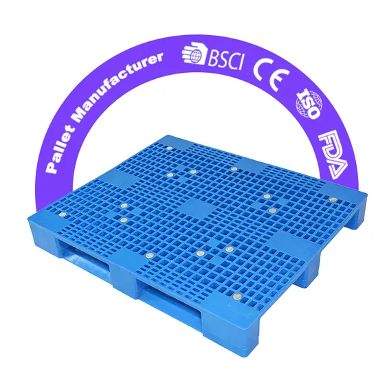 Customized Euro Heavy Duty Four Way Entry 9 Feet One Face Tablet Cross Blue Recycle Recycled HDPE PVC Plastic Pallet
